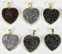 Lot: Druzy Amethyst Heart Pendants - Pieces #78430-1
